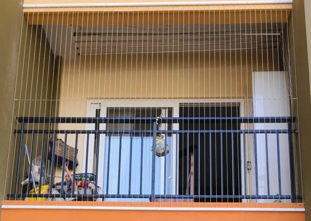 Close-up of 3mm SS316 marine-grade stainless steel cable for rust-proof invisible grills.Secure balcony safety wires and invisible grills for homes in Alwal