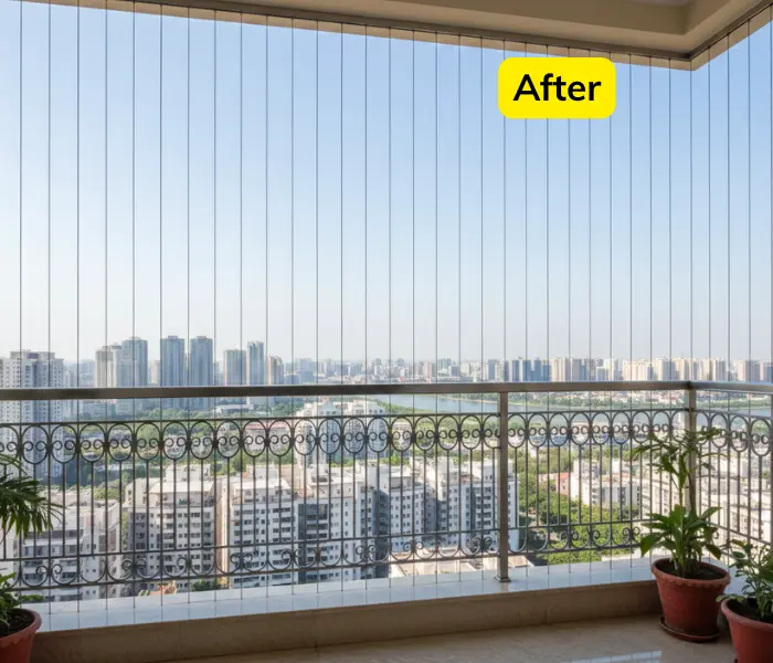 Balcony safety grill installation for apartments in toli chowk